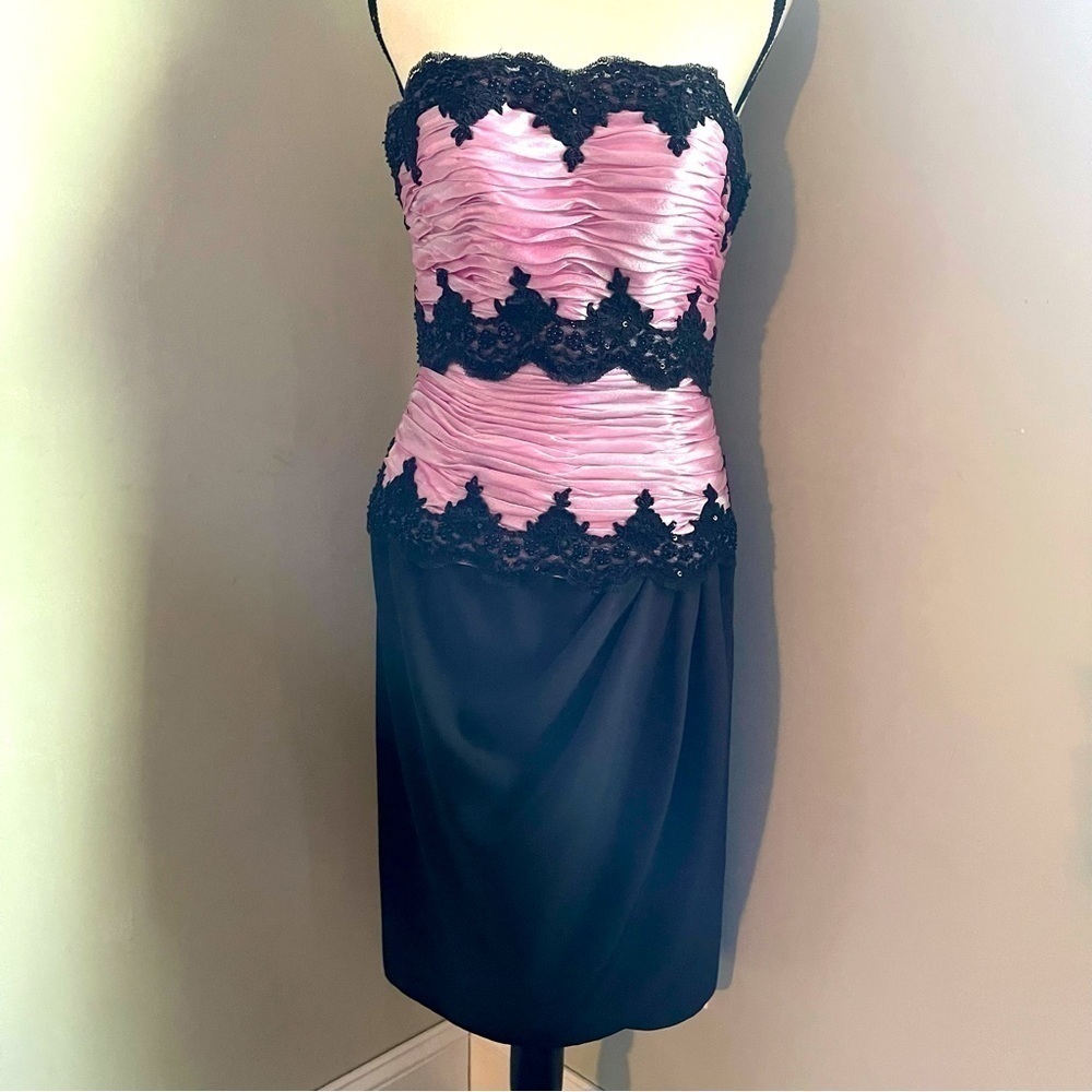 Nina Raynor | Black and Pink Strapless Formal